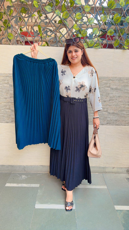 Imported Wrinkle Long Skirt