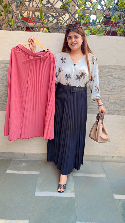 Imported Wrinkle Long Skirt