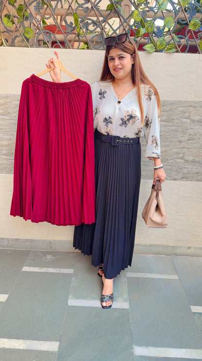 Imported Wrinkle Long Skirt
