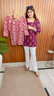 Evara printed Cotton Short kurti