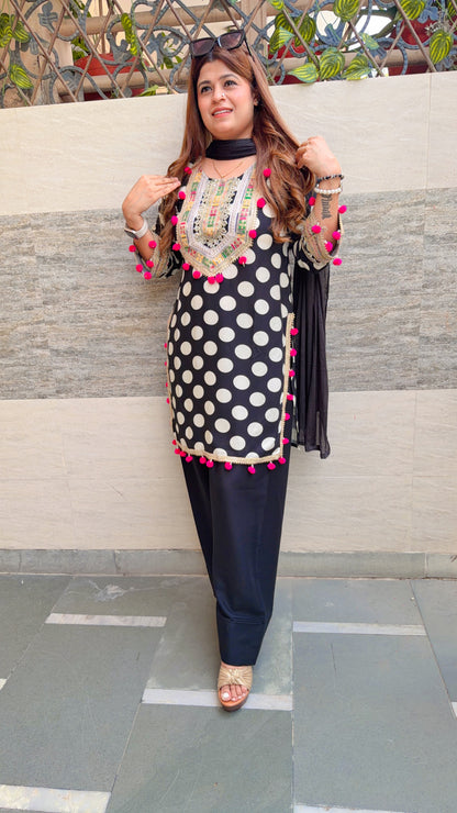 Polka Farshi Three Piece Suit