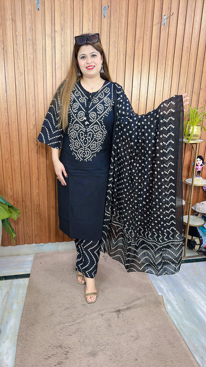 Vrinda Bandhej Cotton Suit Set