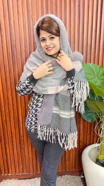 Fur Pashmina Ponchu