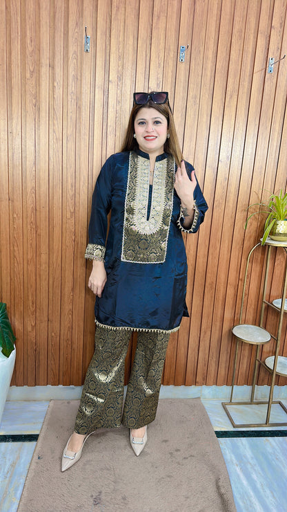 Zarqa Crimson Brocade Coord Set