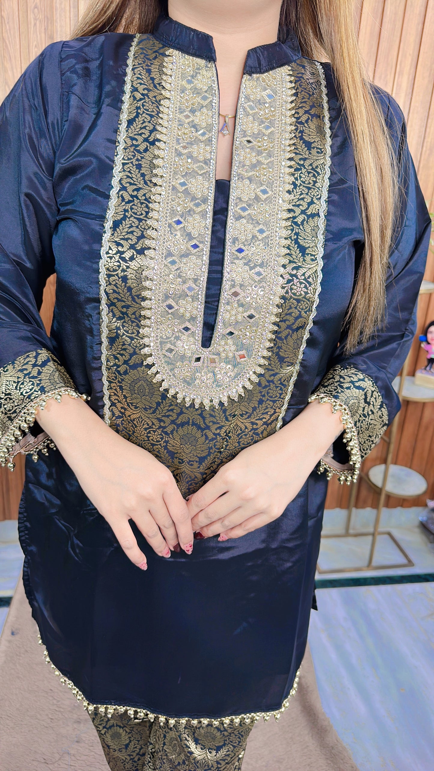 Zarqa Crimson Brocade Coord Set