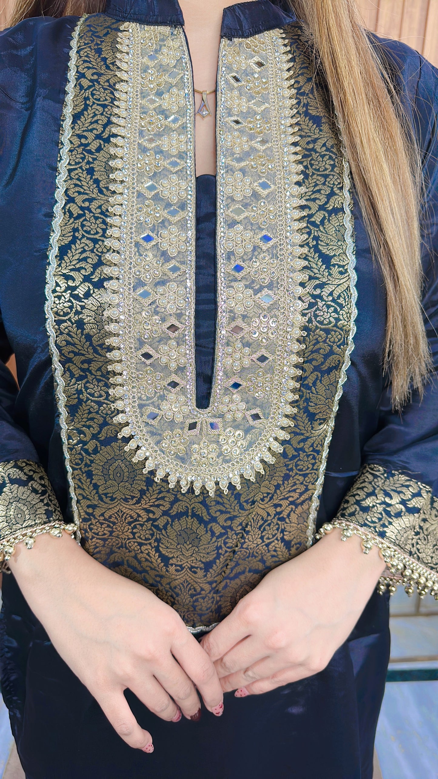 Zarqa Crimson Brocade Coord Set