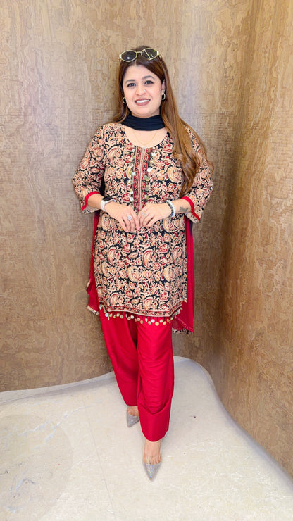 Navira Cotton Printed Farshi Three Piece Suit