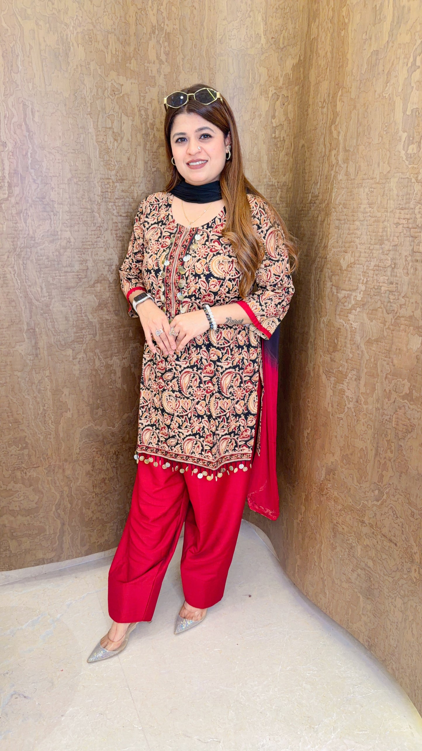 Navira Cotton Printed Farshi Three Piece Suit
