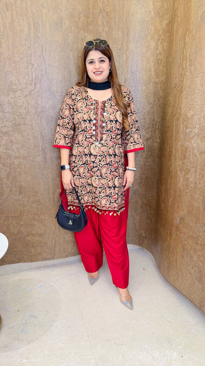 Navira Cotton Printed Farshi Three Piece Suit