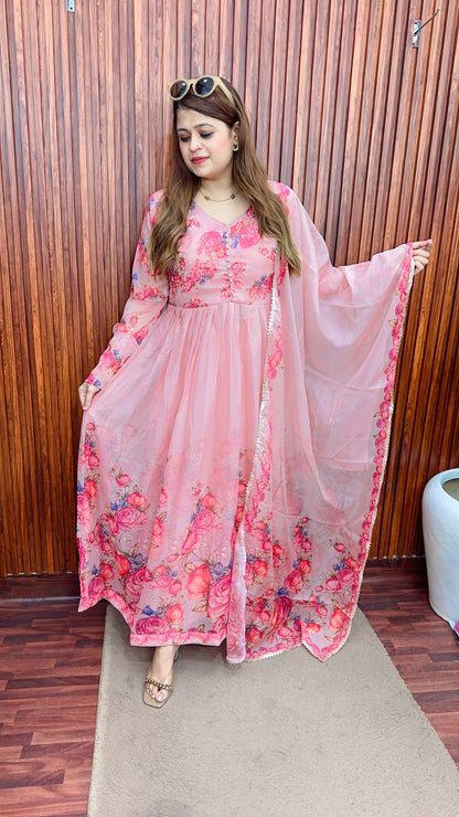 Pure shiffon Anarkali Suit