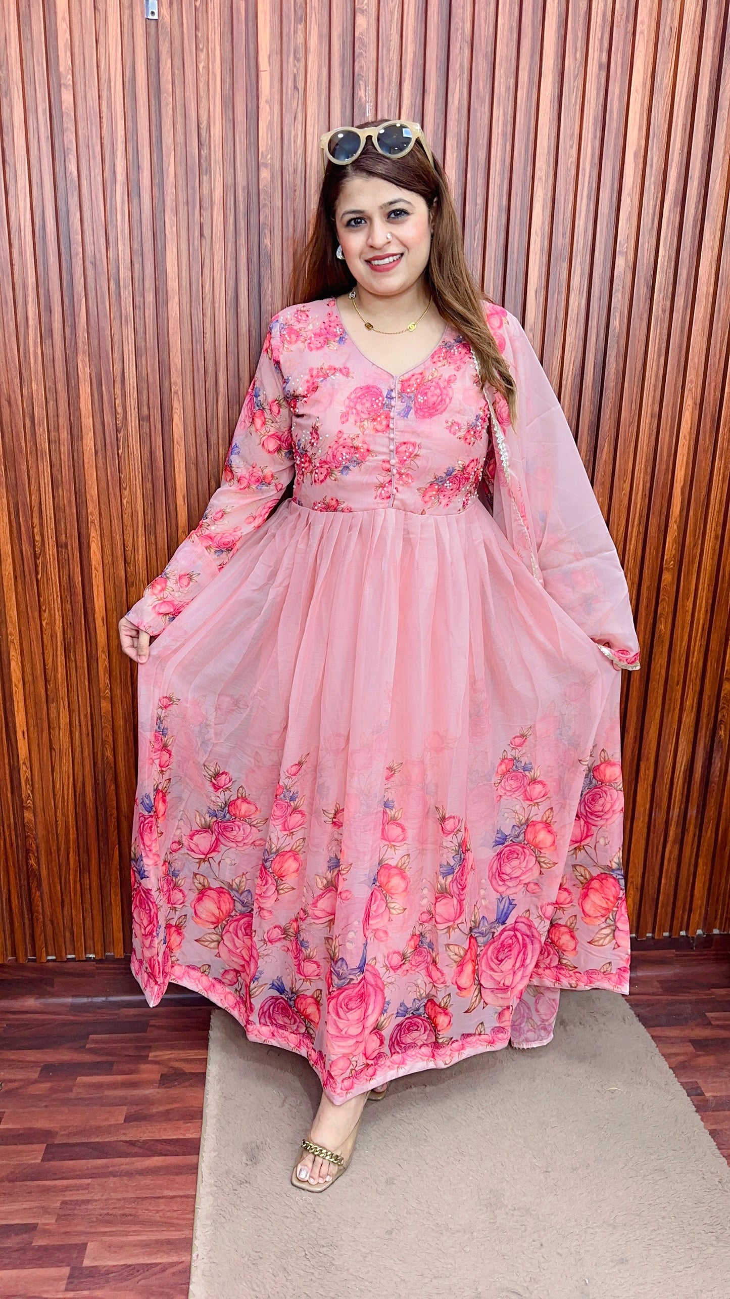 Pure shiffon Anarkali Suit