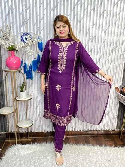 Pakistani Thread Work Rayon Suit Set