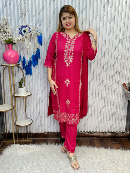 Pakistani Thread Work Rayon Suit Set