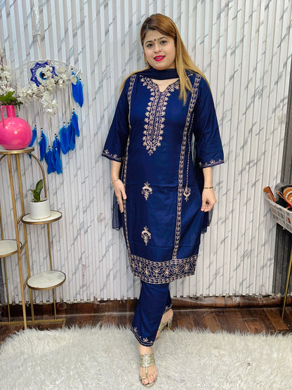 Pakistani Thread Work Rayon Suit Set