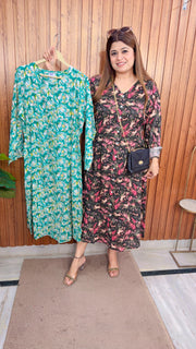 A line Cotton Printed Dress