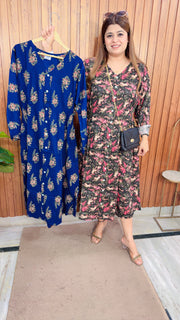A line Cotton Printed Dress