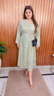 A line Cotton Printed Dress