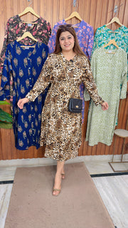 A line Cotton Printed Dress