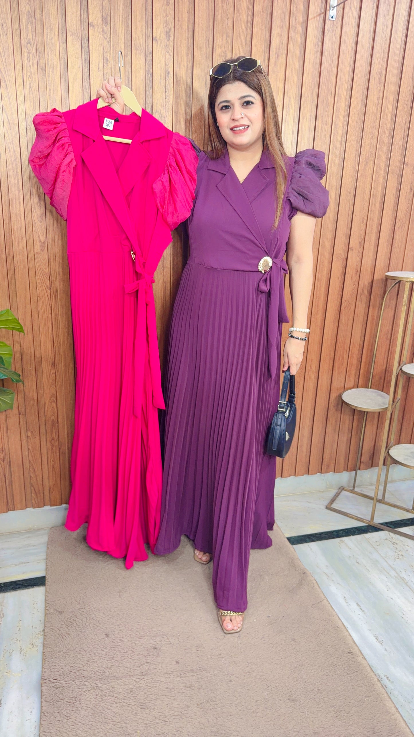 Corsica Puffy Sleeve Wrinkle Dress