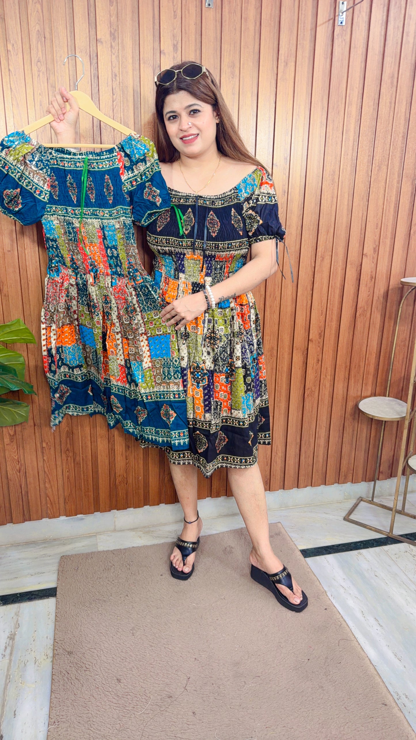 Block Print Cotton Bobbin Dress