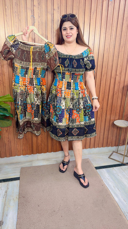 Block Print Cotton Bobbin Dress