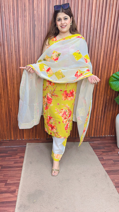 Designer Khadi cut sleeve Cotton Suit