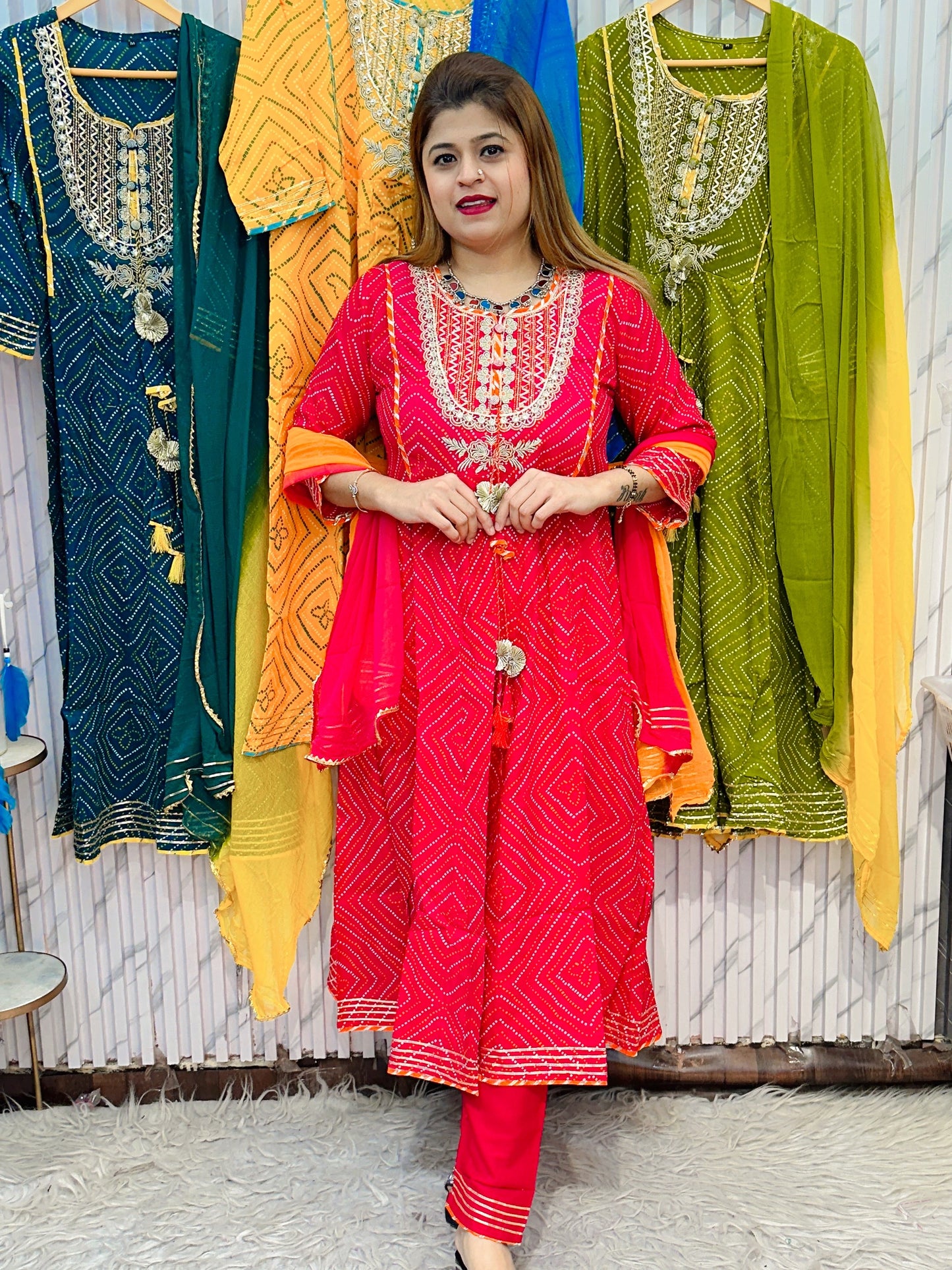 Bandhani Anarkali Suit set