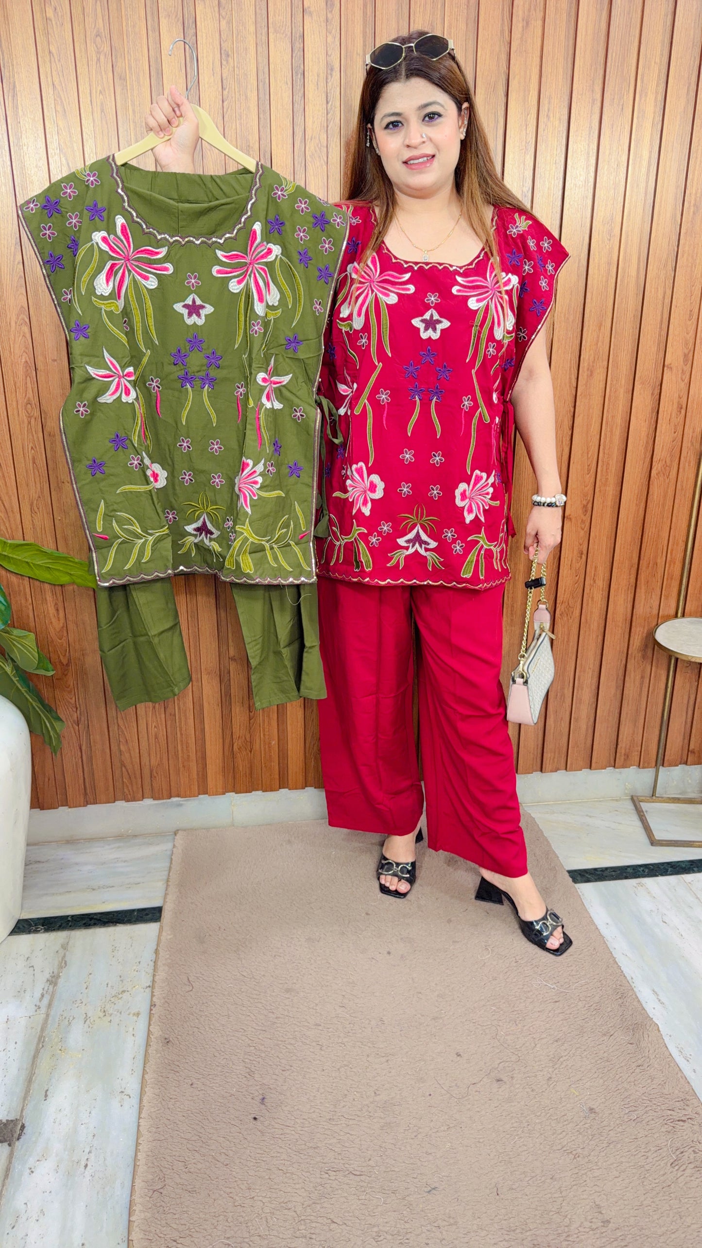 Elvara Embroidery Three Piece Coord Set
