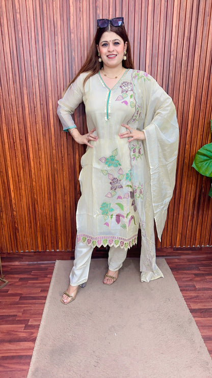 Shimmer organza Suit with dupatta set
