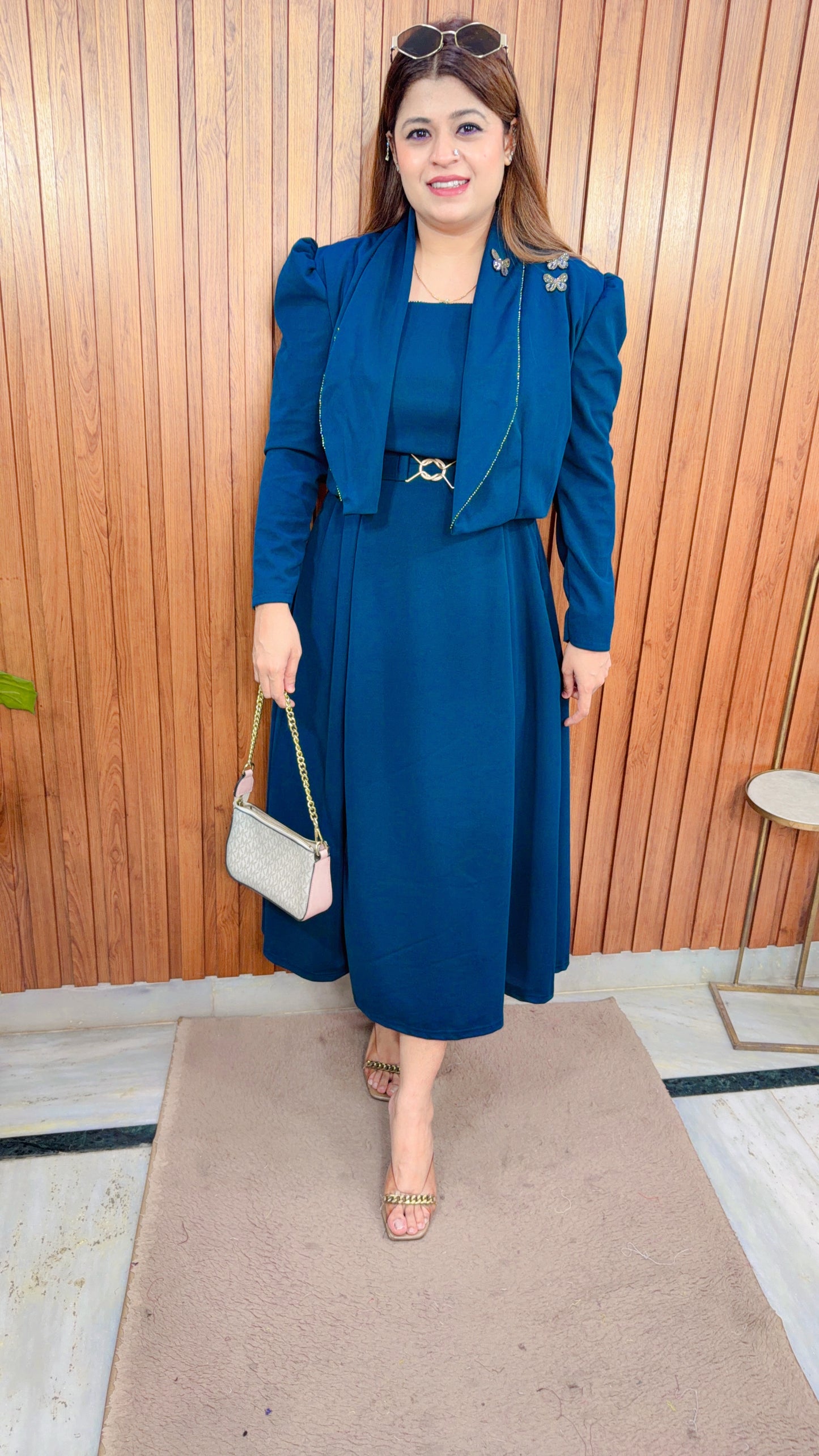 Elegance Butterfly Two Piece Shrug Dress