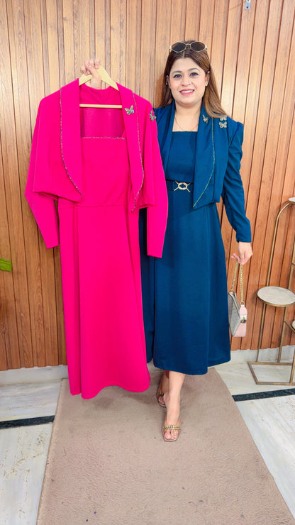 Elegance Butterfly Two Piece Shrug Dress