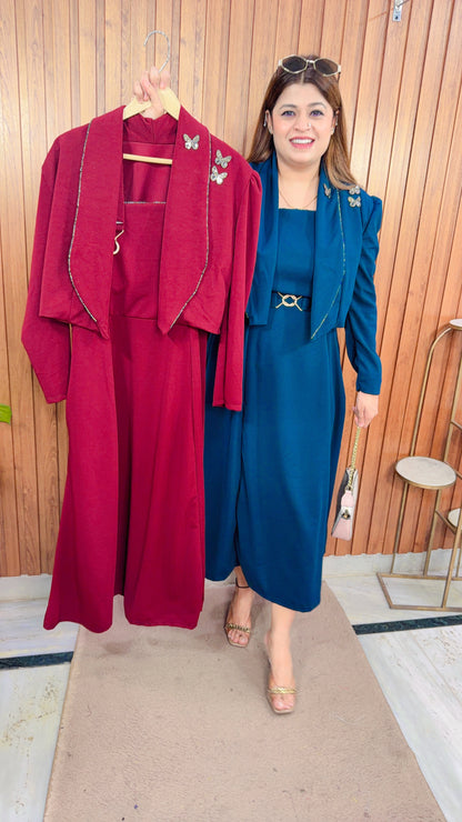 Elegance Butterfly Two Piece Shrug Dress