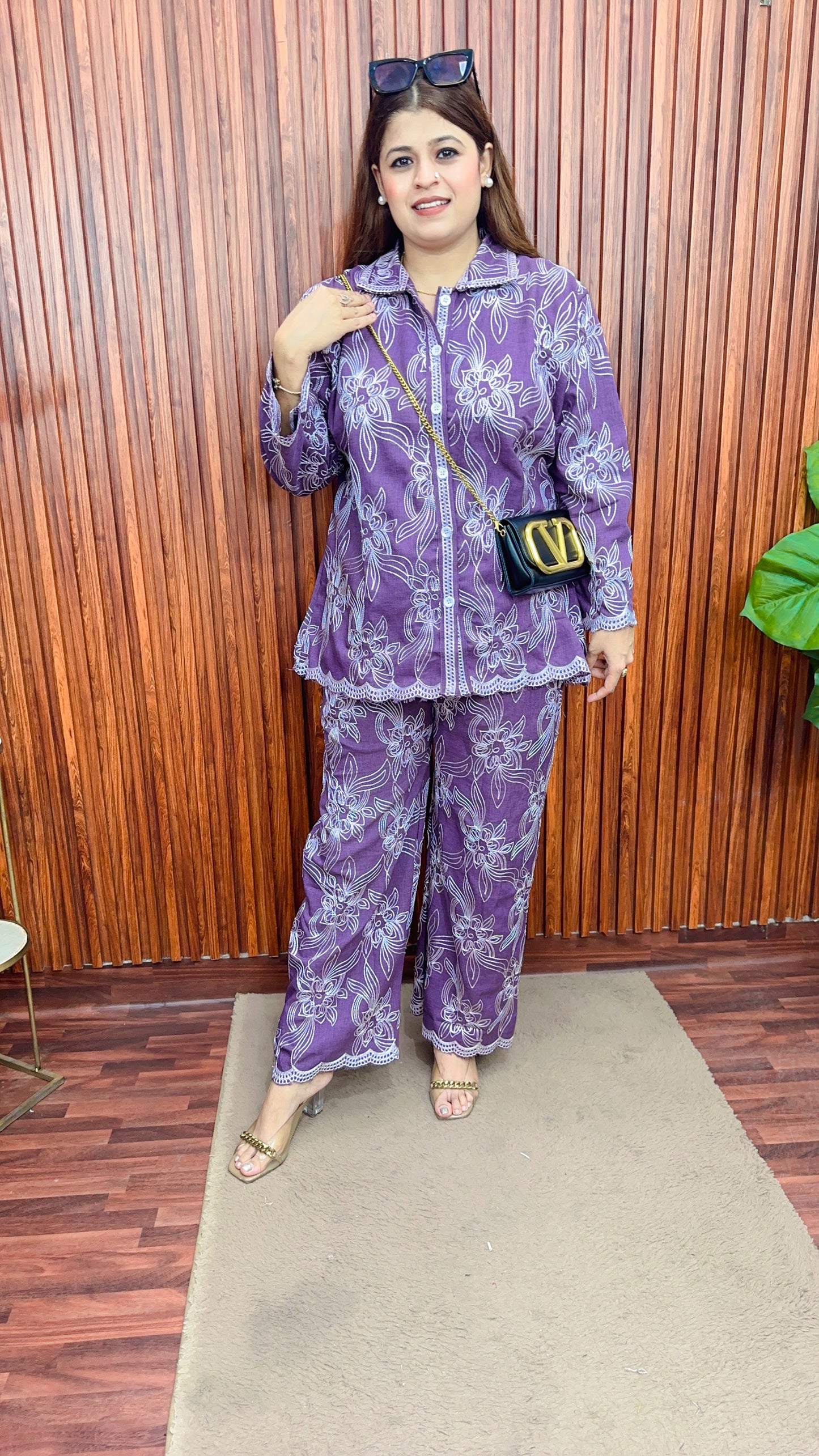 Flower Embroidery cotton linen coord set