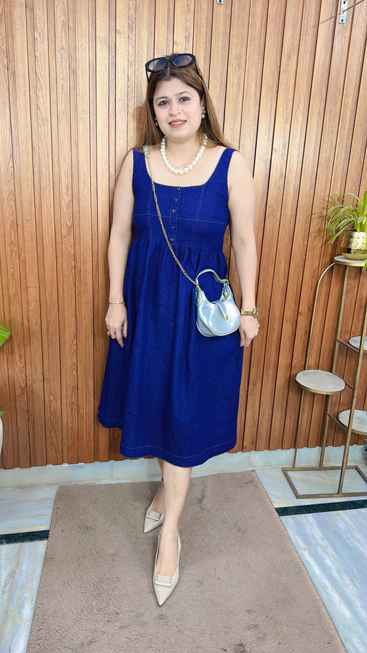 Classic Indigo denim Middi Dress
