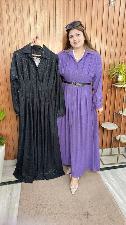 Collar Sparkle Lycra Dress