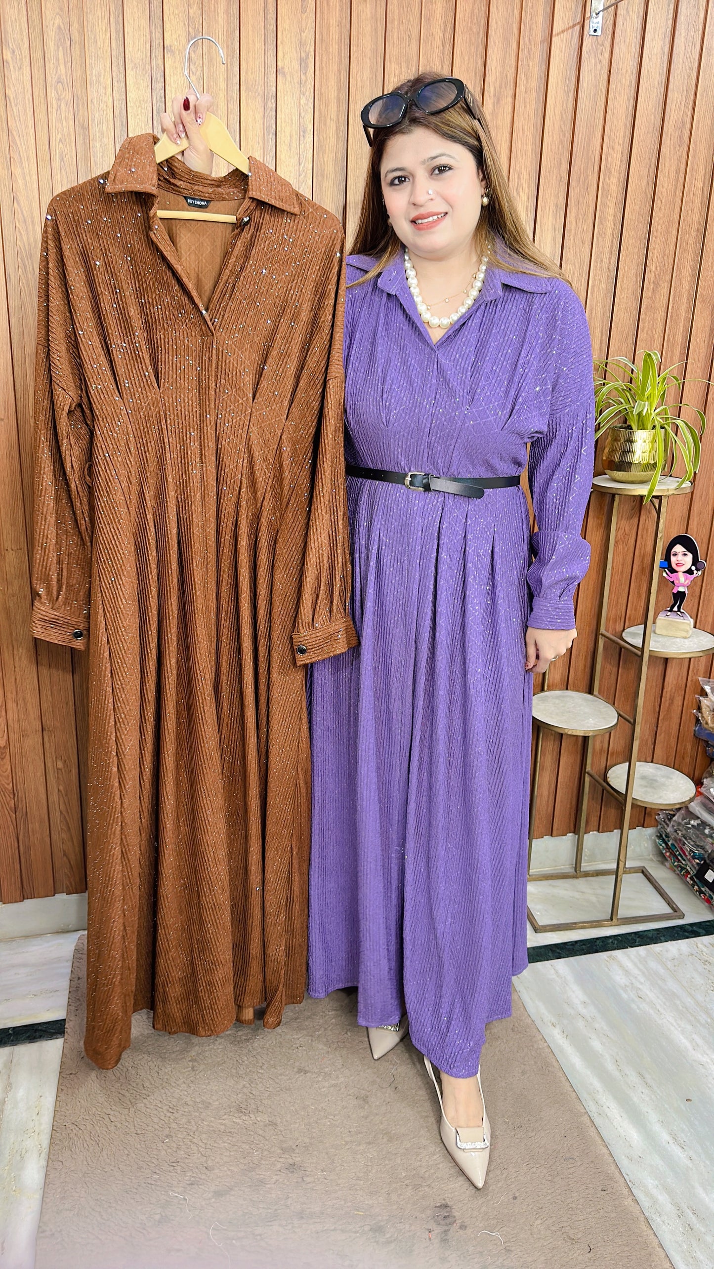 Collar Sparkle Lycra Dress