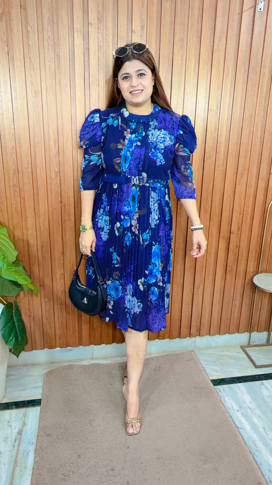 Floral Pleated short Dress