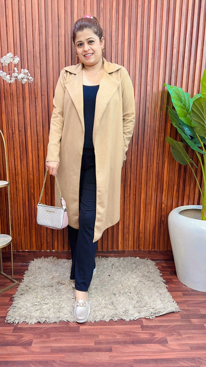 Suede leader shrug coat