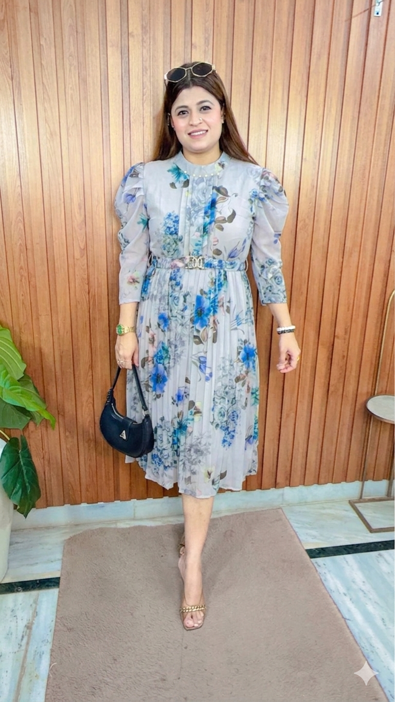 Floral Pleated short Dress