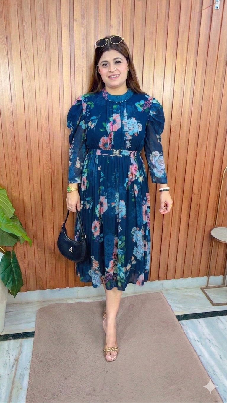 Floral Pleated short Dress