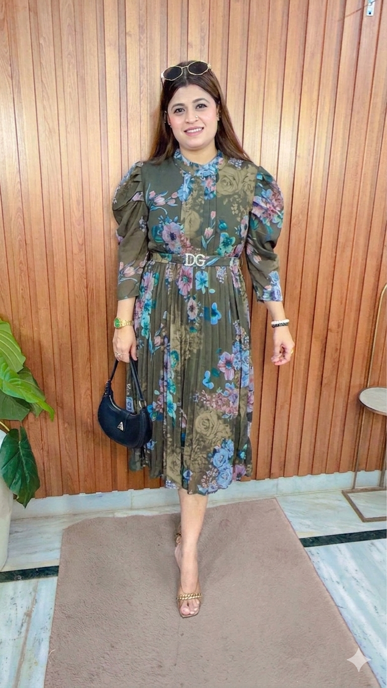 Floral Pleated short Dress