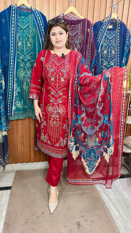 Riva cotton Embroidery Suit Set