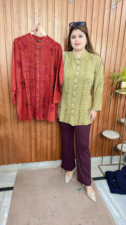 Premium Lakhnavi Marble Cotton Top