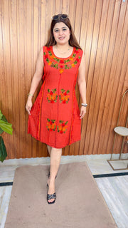 Marble multi embroidery A line Dress