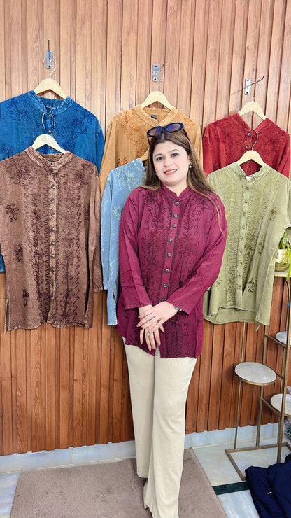 Premium Lakhnavi Marble Cotton Top