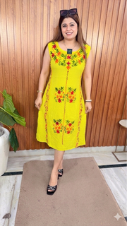 Marble multi embroidery A line Dress