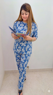Round Neck Printed Hosiery Cotton Night suit