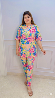 Round Neck Printed Hosiery Cotton Night suit