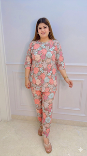 Round Neck Printed Hosiery Cotton Night suit