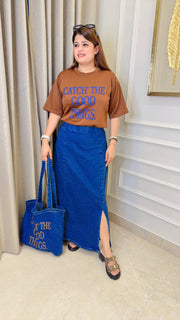 Davina Denim Three Piece Skirt Set